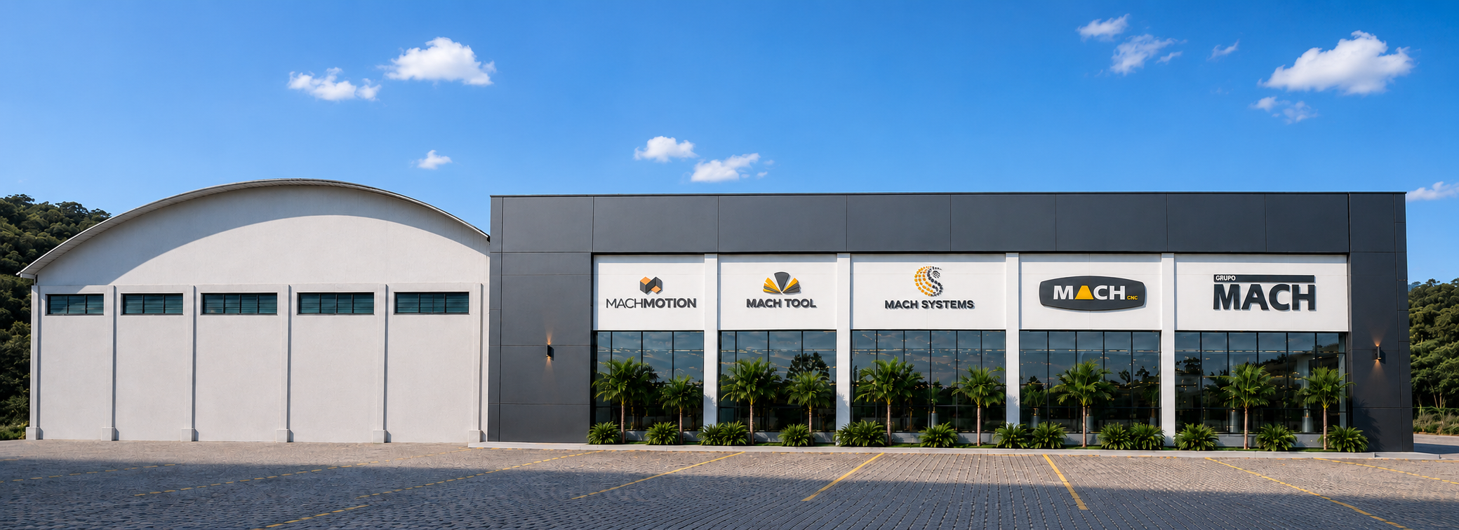 Fachada industrial do Grupo Mach